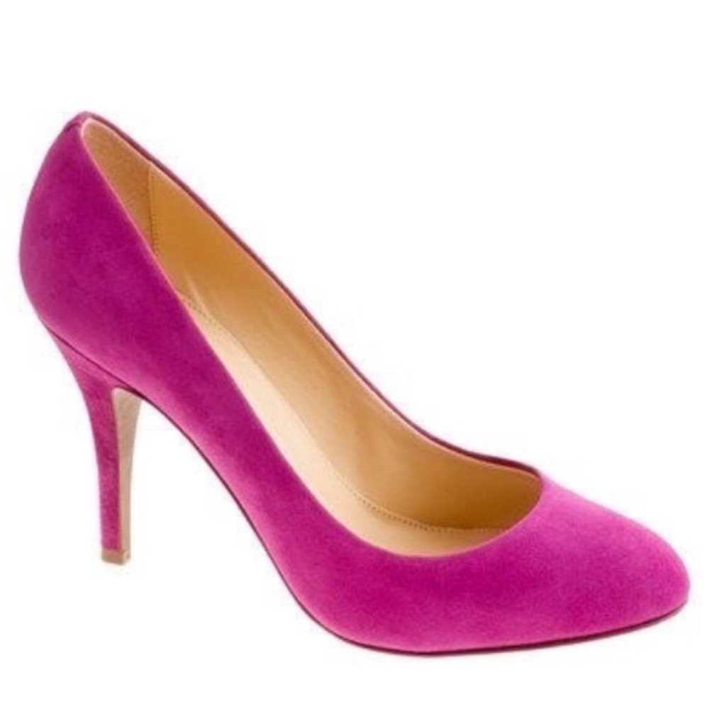 J Crew Mona Suede Magenta Hot Pink Heels Pumps